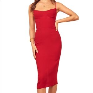 REFORMATION Isabel Midi Red Dress